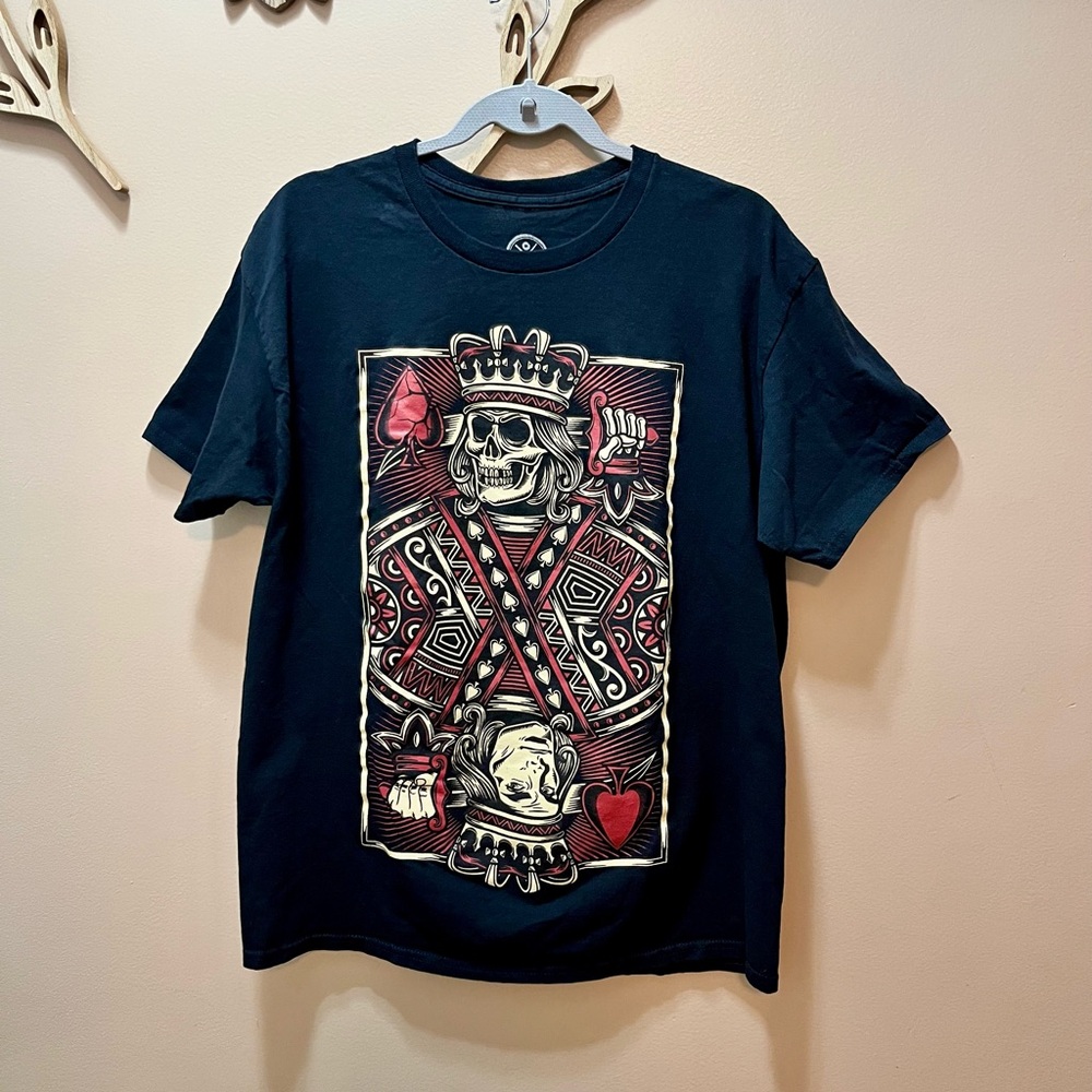 DOM King of Spades Skull Black Men’s T Shirt Size Large